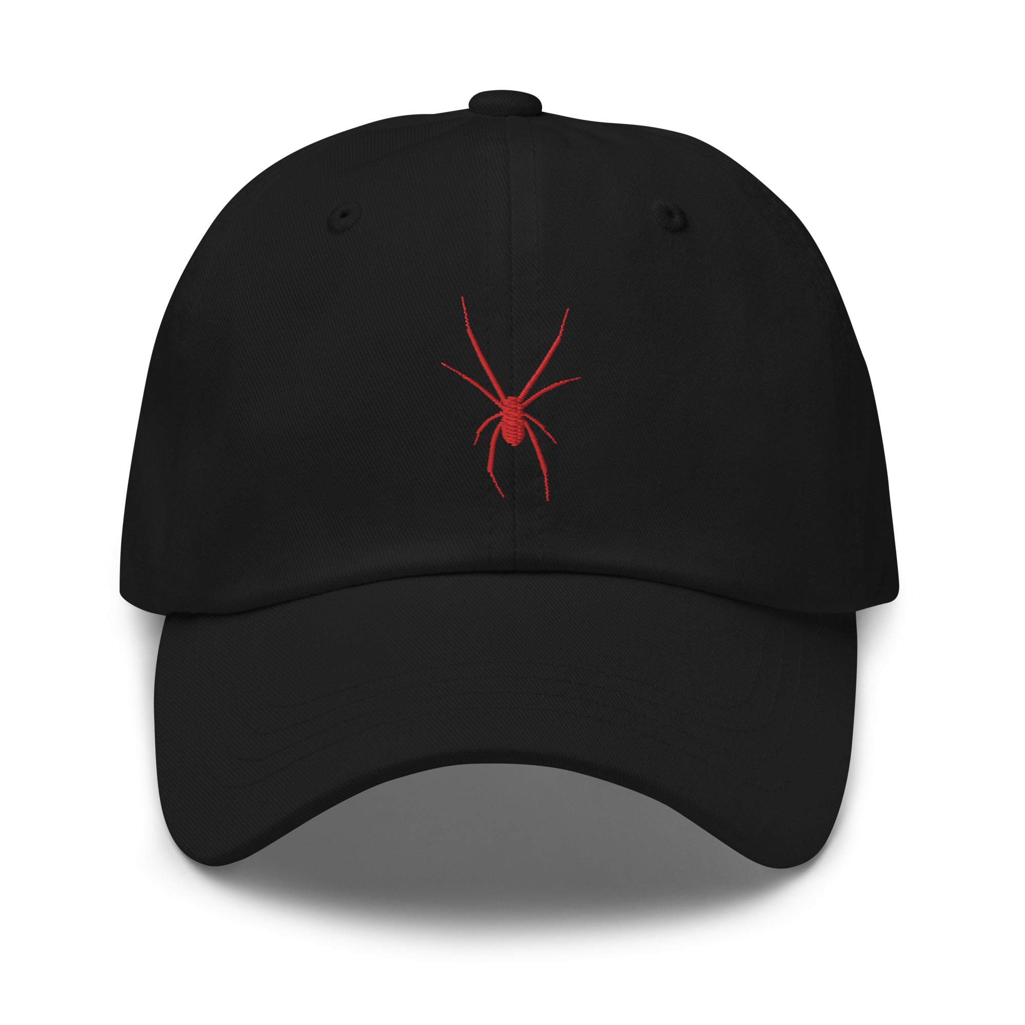 Arachnid Creepy Black Widow Spider Embroidered Baseball Cap Dad hat Red Thread - Edge of Life Designs
