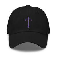 Purple Gothic Ancient Medeival Cross embroidered dad hat, product image 1