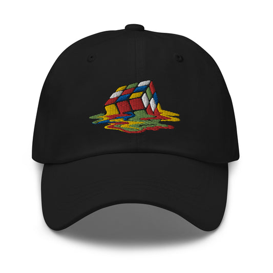 Melting Speed Cube Gaming Puzzle Box embroidered dad hat, product image 1