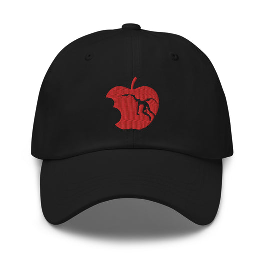 Red Apple Eaten by Ryuk embroidered dad hat, product image 1