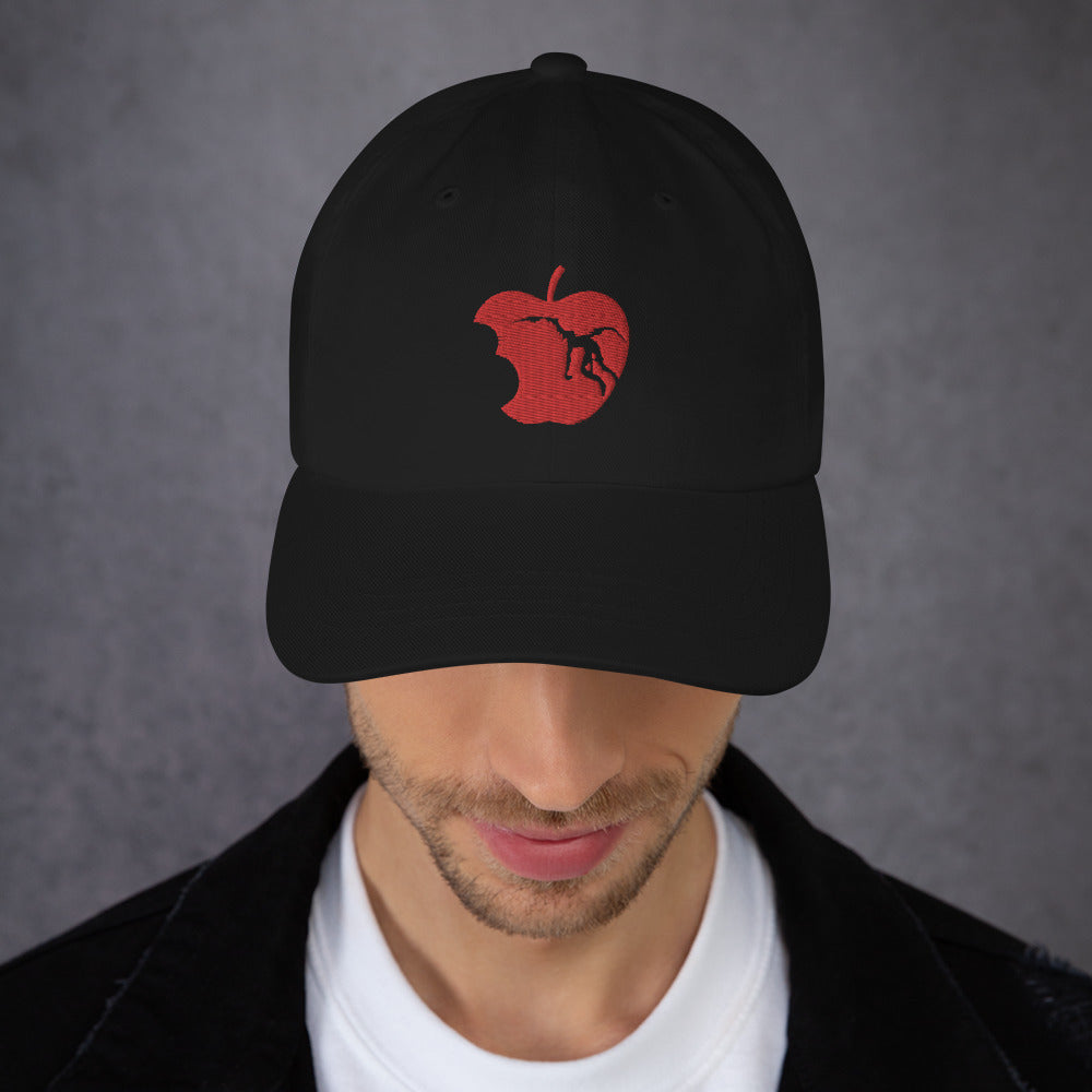 Red Apple Eaten by Ryuk Embroidered Baseball Cap Anime Deathnote Dad hat - Edge of Life Designs