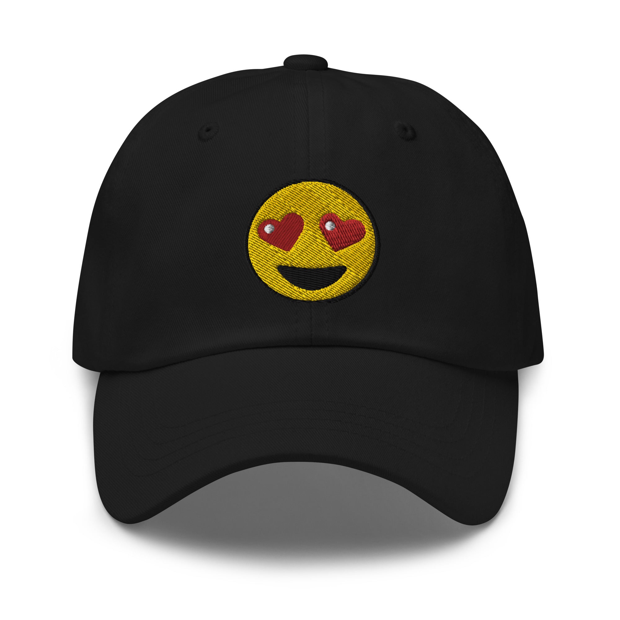 Heart-Eyes Emoji Embroidered Baseball Cap Smiling Face Emoticon Dad hat - Edge of Life Designs