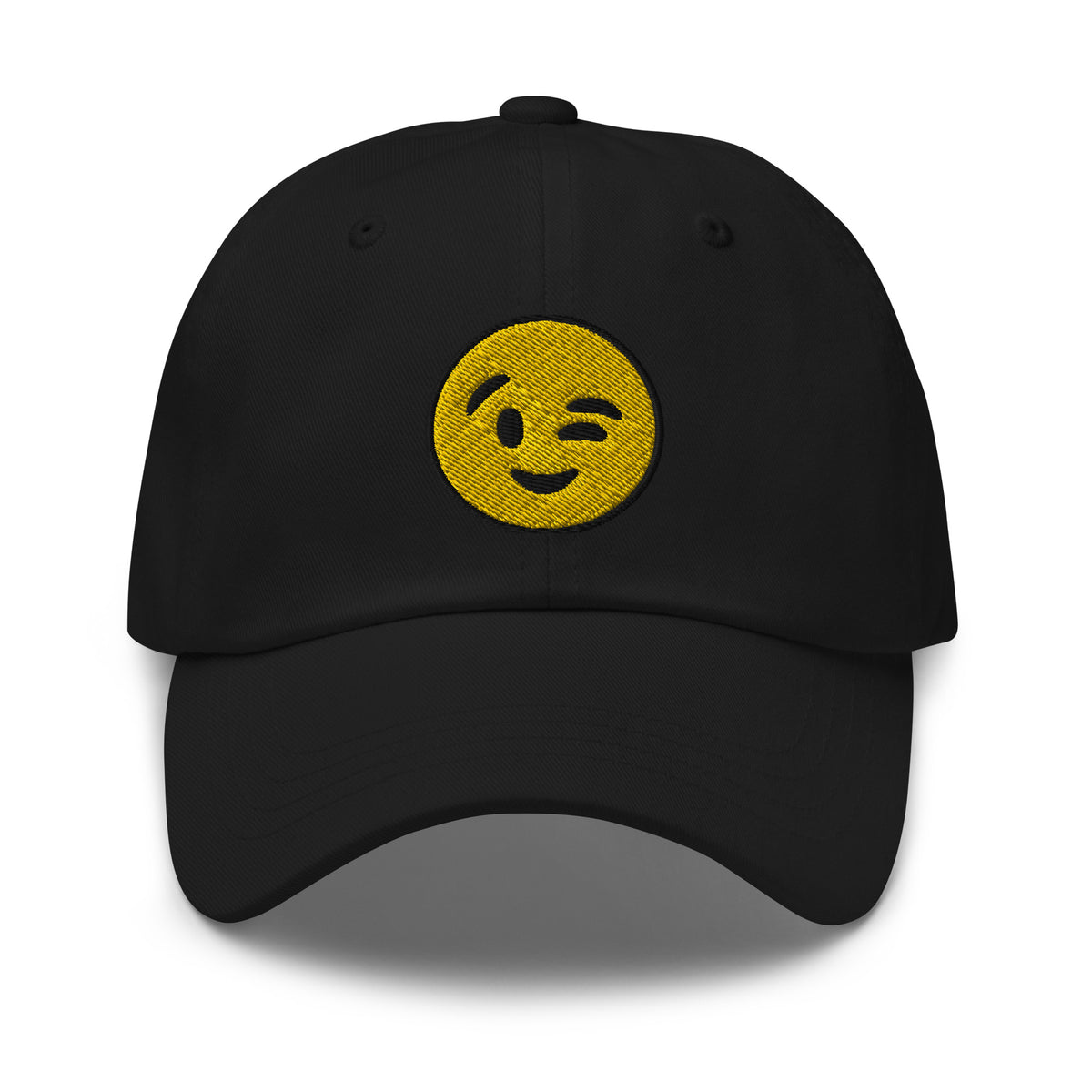 Winking Face Emoji embroidered dad hat, product image 1