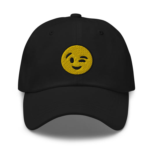 Winking Face Emoji embroidered dad hat, product image 1