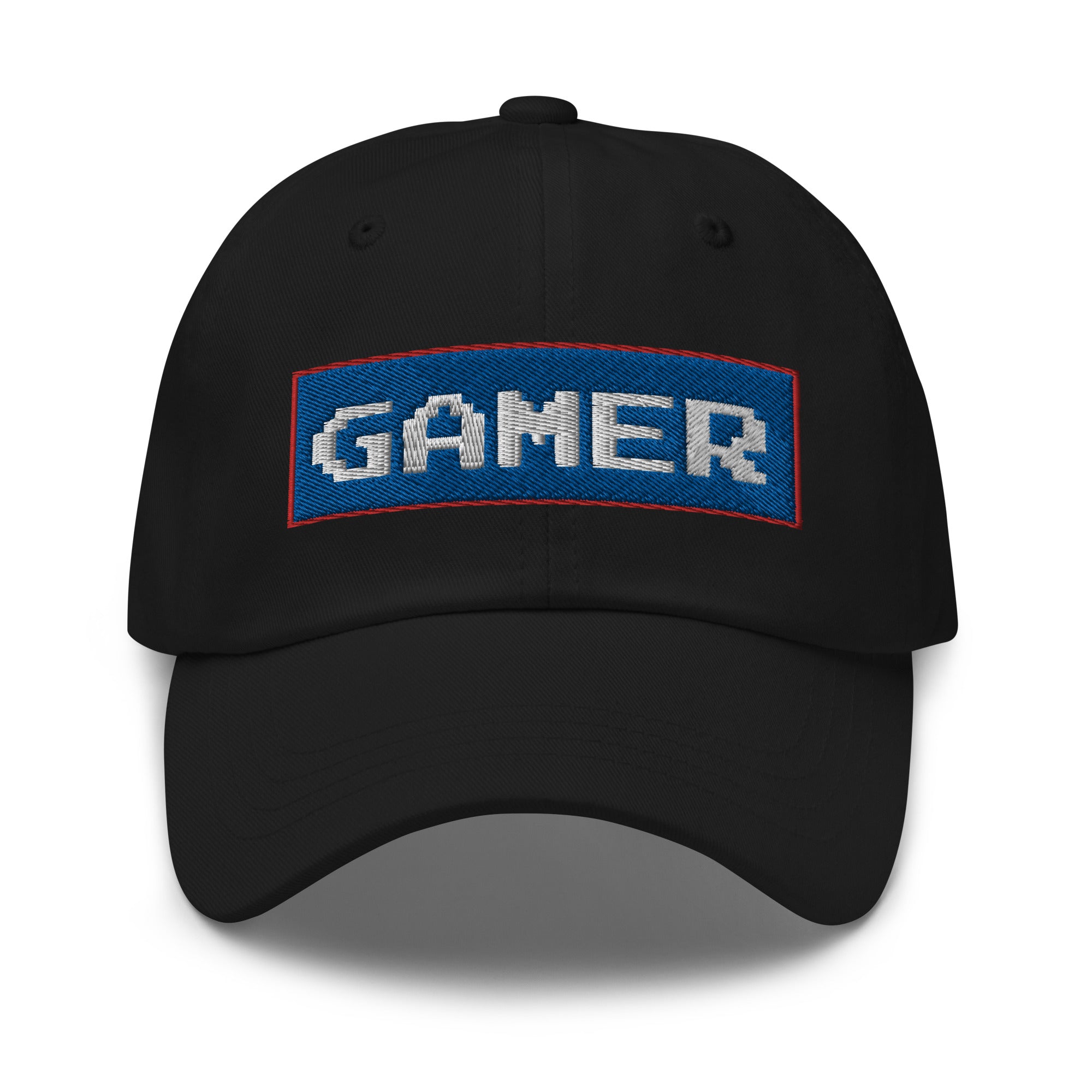 8 Bit Gamer Embroidered Baseball Cap Blue White 80's Retro Style Gaming Dad hat - Edge of Life Designs