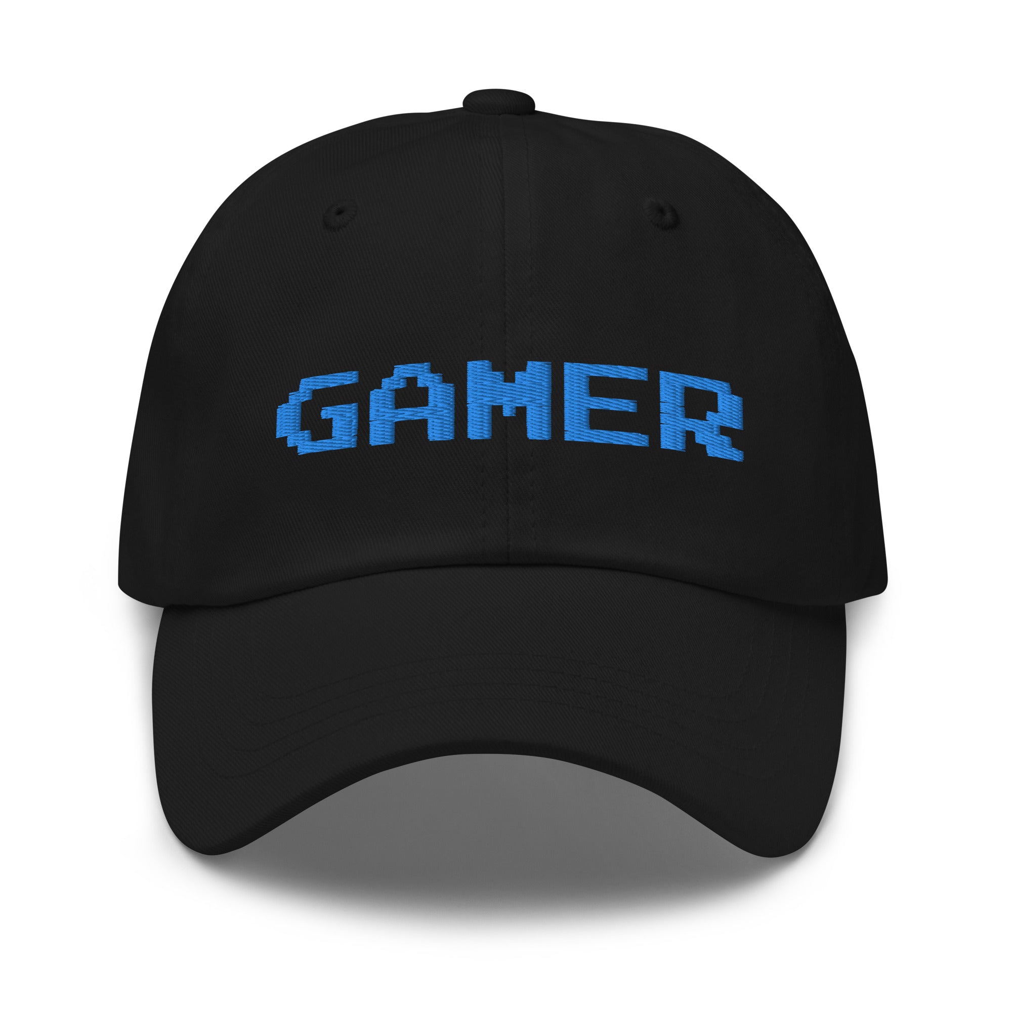 8 Bit Gamer Embroidered Baseball Cap 80's Retro Style Gaming Blue Thread Dad hat - Edge of Life Designs