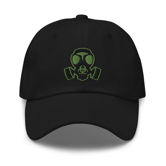Bio Hazard Gas Mask embroidered dad hat, product image 1