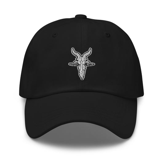Evil Goat Head Baphomet embroidered dad hat, product image 1