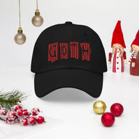Black and Red Vertical Stripe Goth embroidered dad hat, product image 3