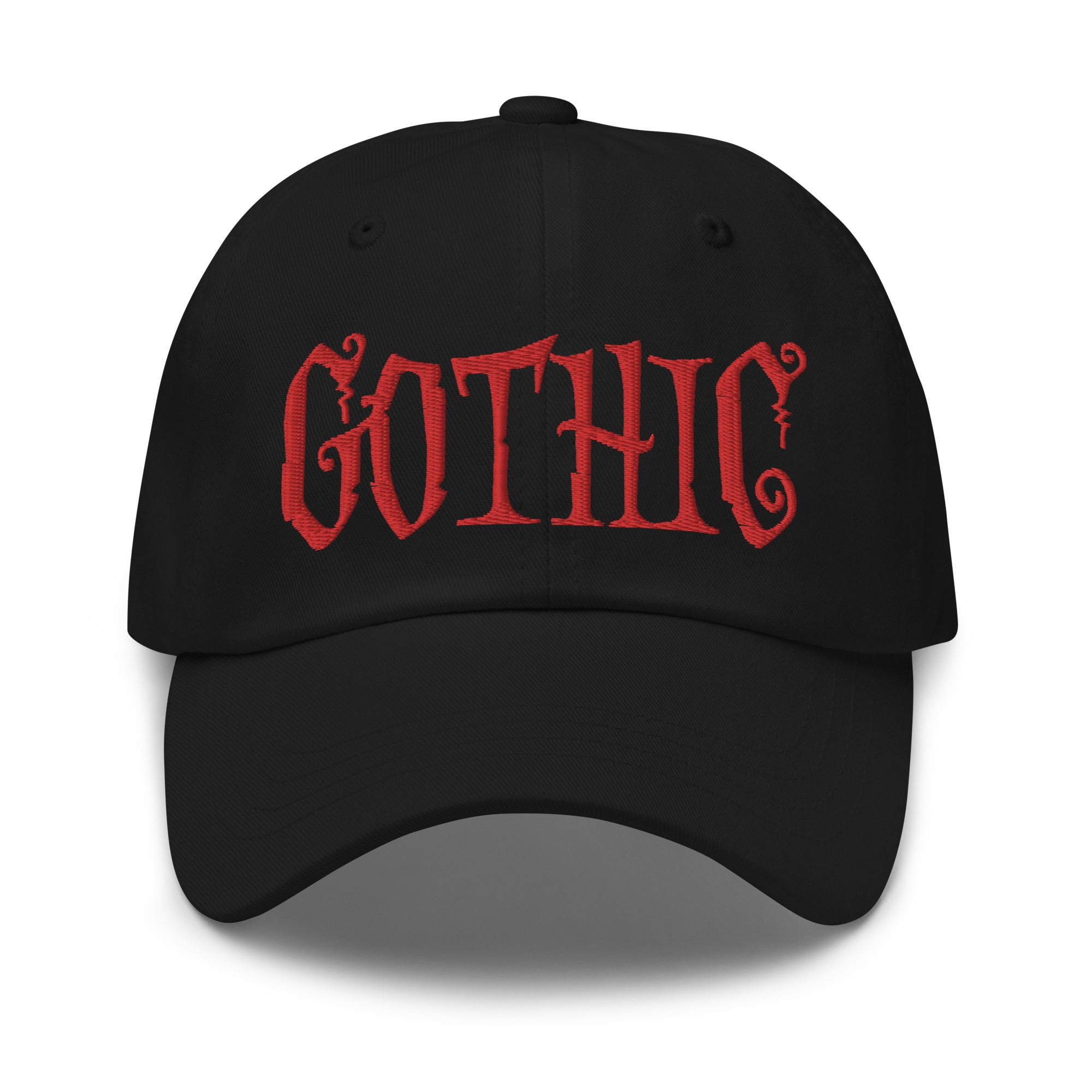 Gothic Dramatic Style Embroidered Baseball Cap Dark Goth Clothing Red Thread Dad hat - Edge of Life Designs