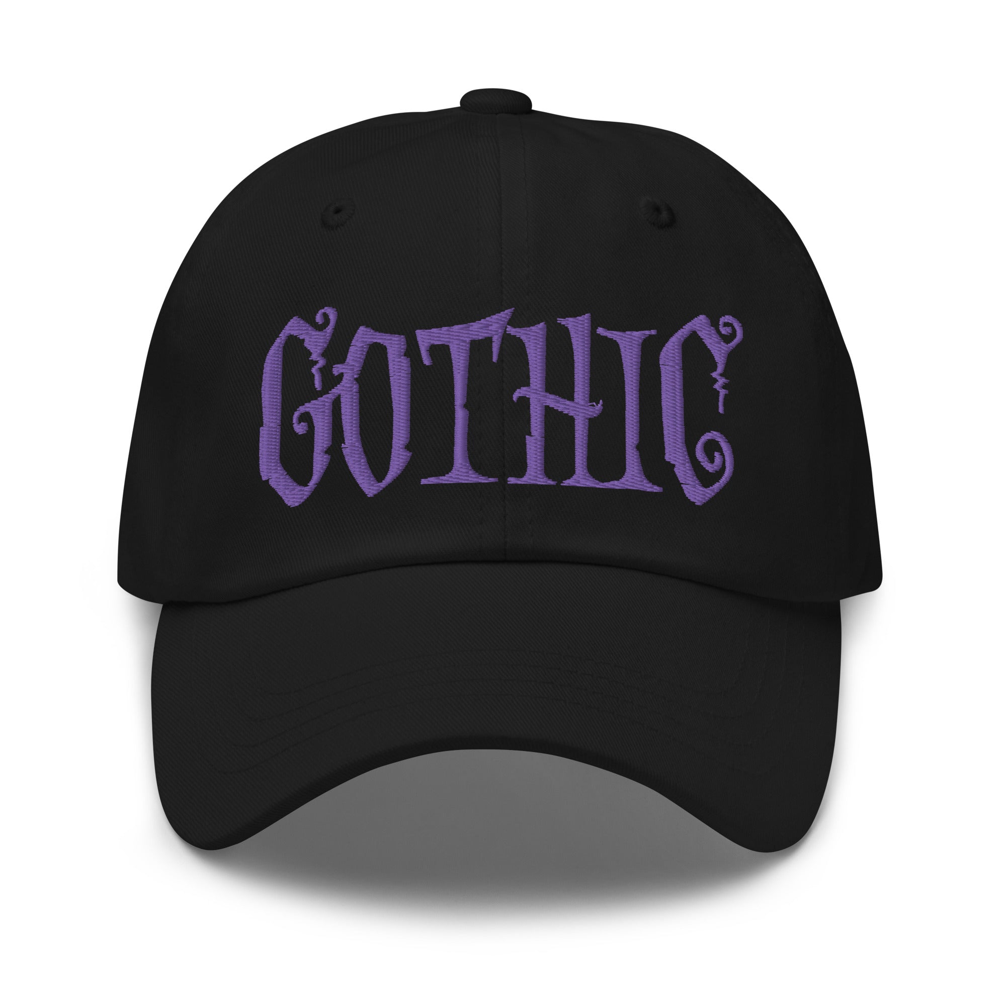 Gothic Dramatic Style Embroidered Baseball Cap Dark Goth Clothing Purple Thread Dad hat - Edge of Life Designs