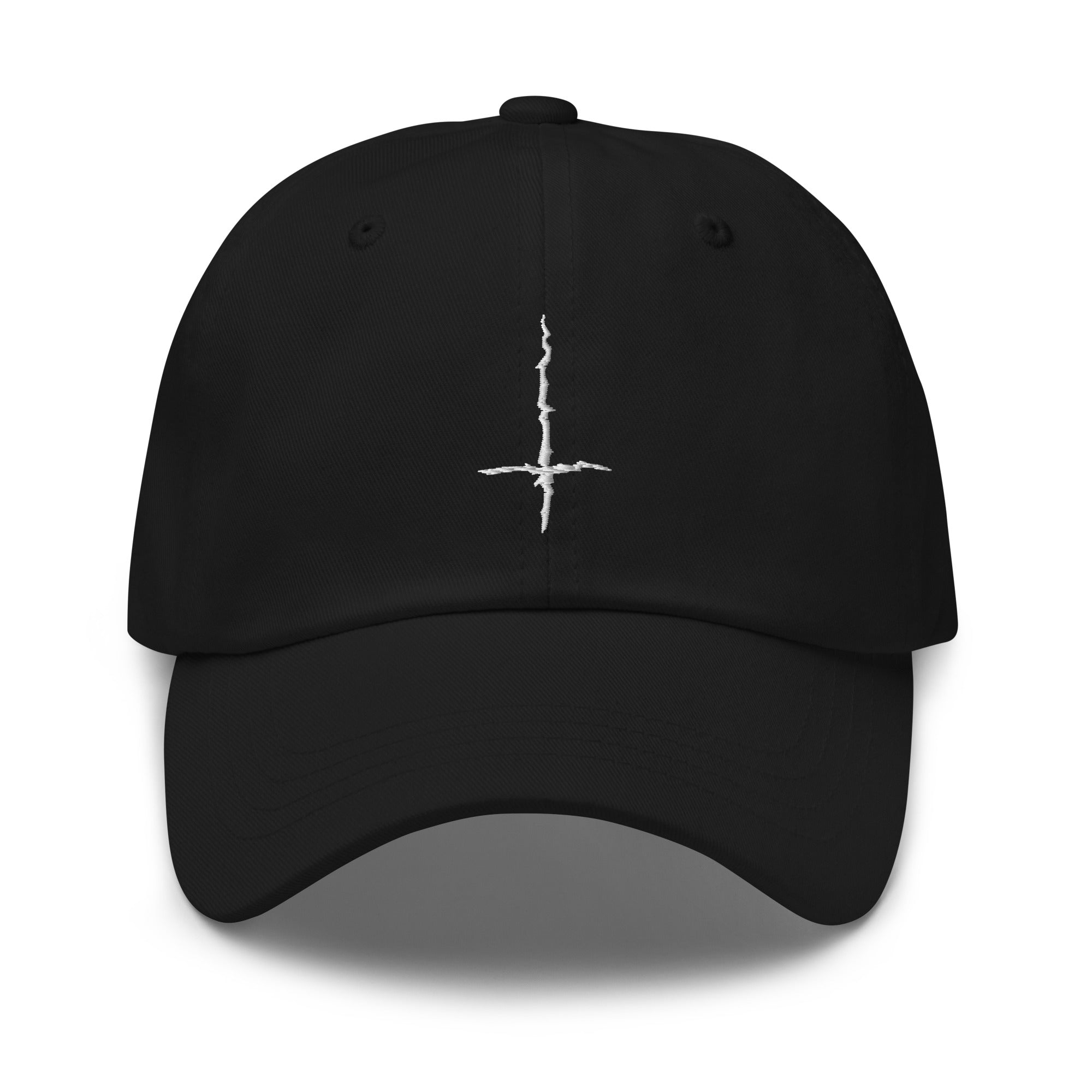 Black Metal Style Inverted Cross Embroidered Baseball Cap White Thread Dad hat - Edge of Life Designs