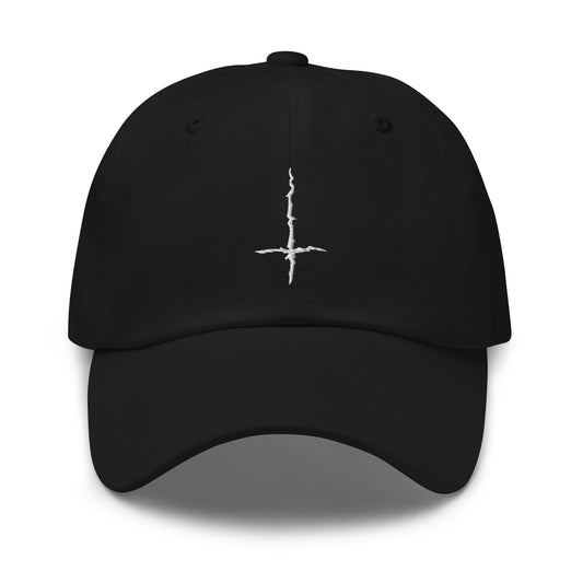 Black Metal Style Inverted Cross embroidered dad hat, product image 1