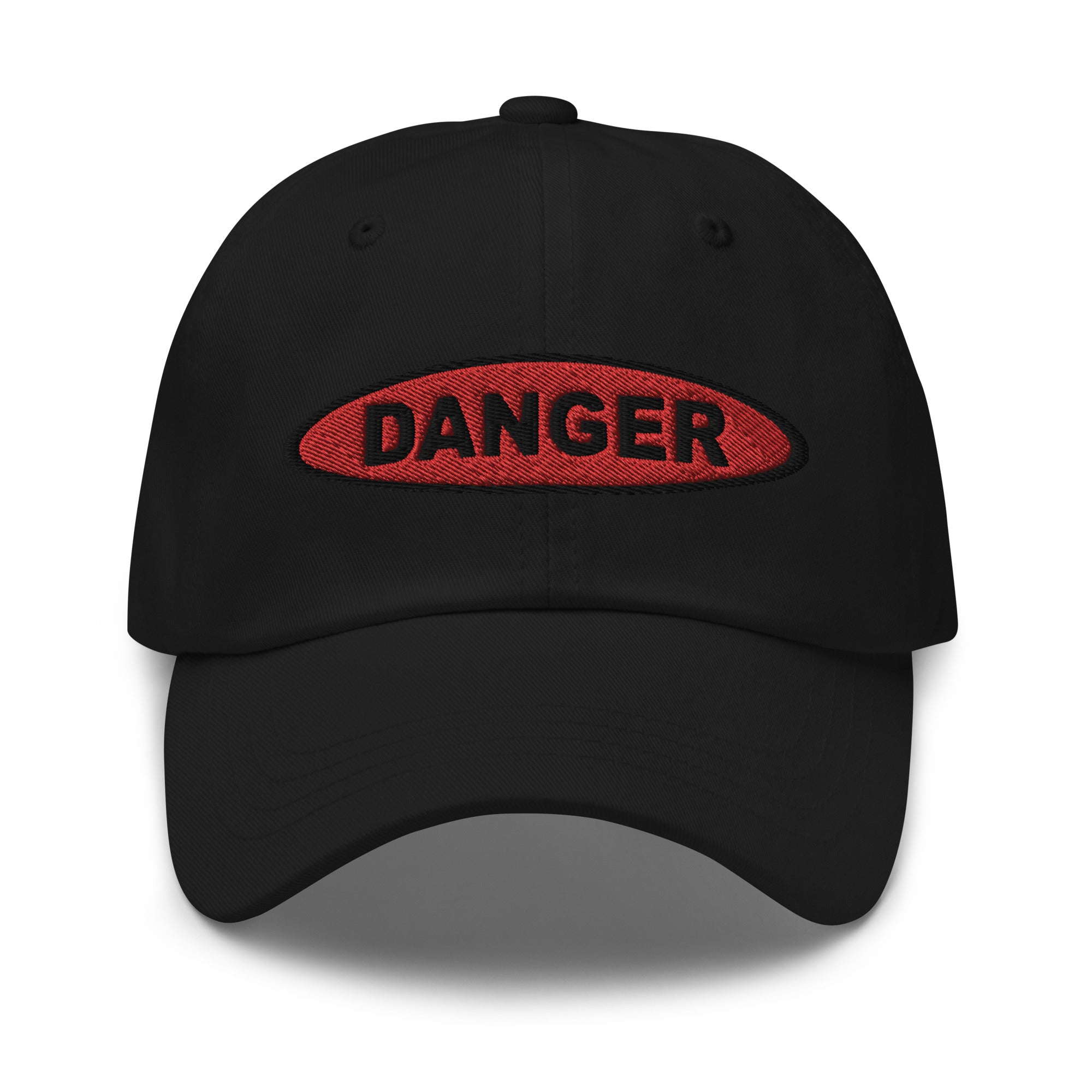 Danger Sign in Red Embroidered Baseball Cap Warning Dad hat - Edge of Life Designs