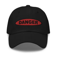 Danger Sign in Red embroidered dad hat, product image 1