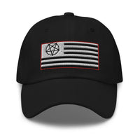 American Satanist Pentagram U.S. Flag embroidered dad hat, product image 1