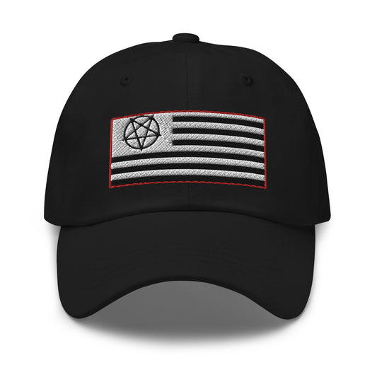 American Satanist Pentagram U.S. Flag embroidered dad hat, product image 1