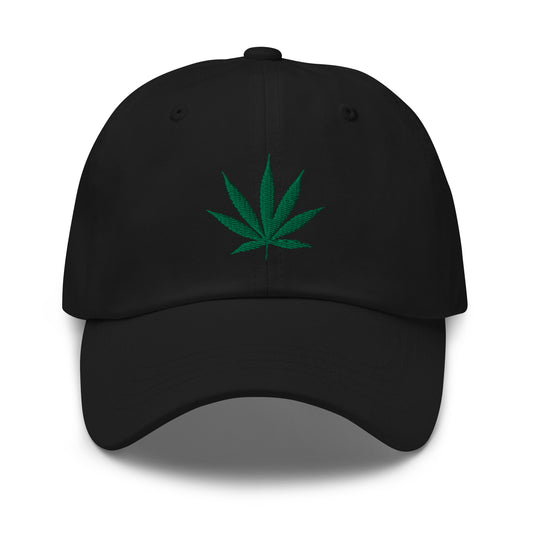Pot Leaf Marijuana embroidered dad hat, product image 1