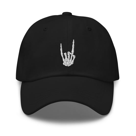 Devil Horns Bone Hand embroidered dad hat, product image 1