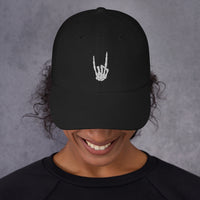 Devil Horns Bone Hand embroidered dad hat, product image 2