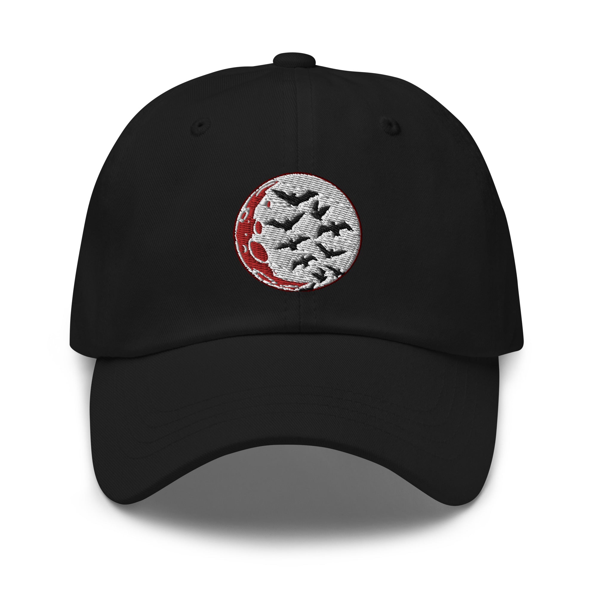 Flying Bats over Blood Moon Embroidered Baseball Cap Dad hat - Edge of Life Designs