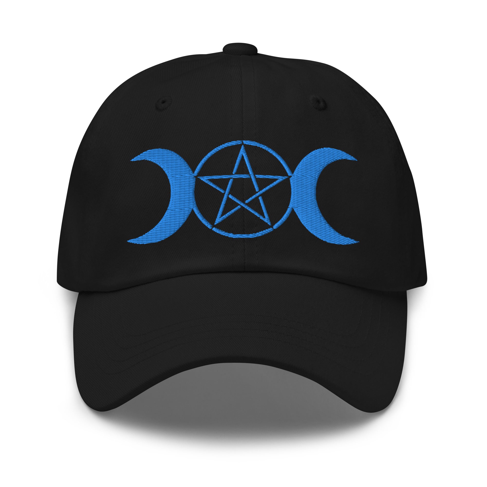 Pagan Triple Moon Goddess Symbol Embroidered Baseball Cap Wiccan Pentagram Dad hat - Edge of Life Designs
