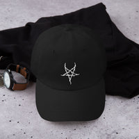 Black Metal Style Inverted Pentagram embroidered dad hat, product image 3