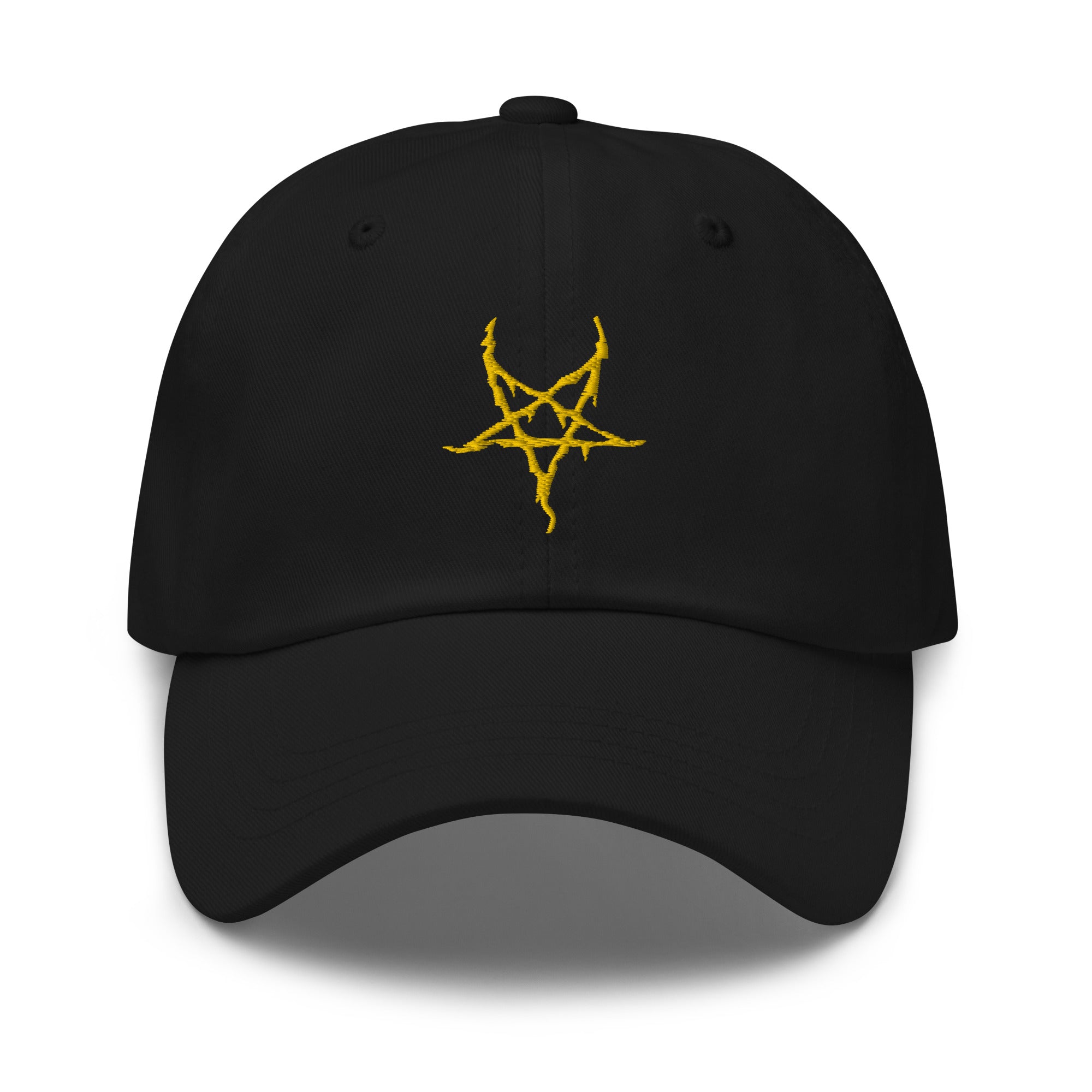 Black Metal Style Inverted Pentagram Embroidered Baseball Cap Satanic Ritual Dad hat - Edge of Life Designs