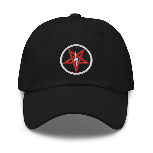 Lightning Bolt Inverted Pentagram Occult Symbol embroidered dad hat, product image 1