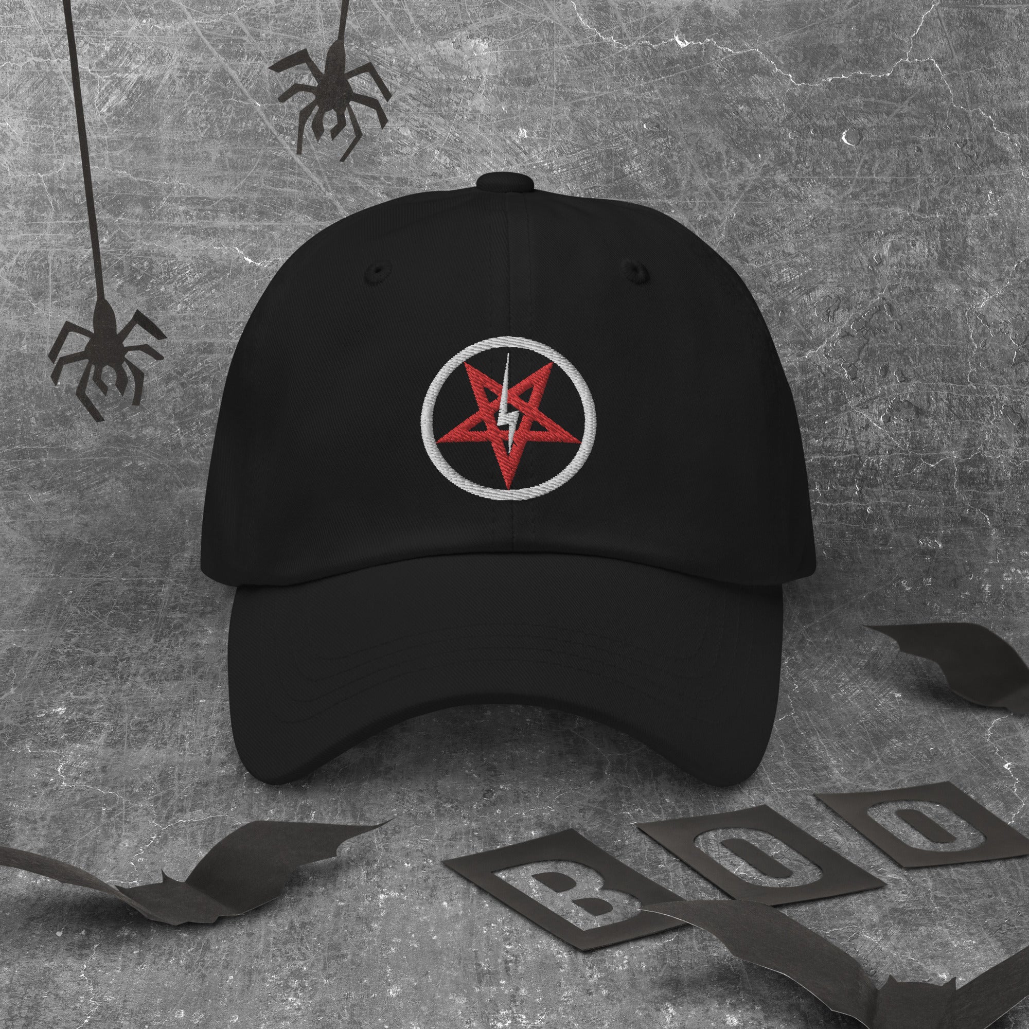 Lightning Bolt Inverted Pentagram Occult Symbol Embroidered Baseball Cap Dad hat - Edge of Life Designs