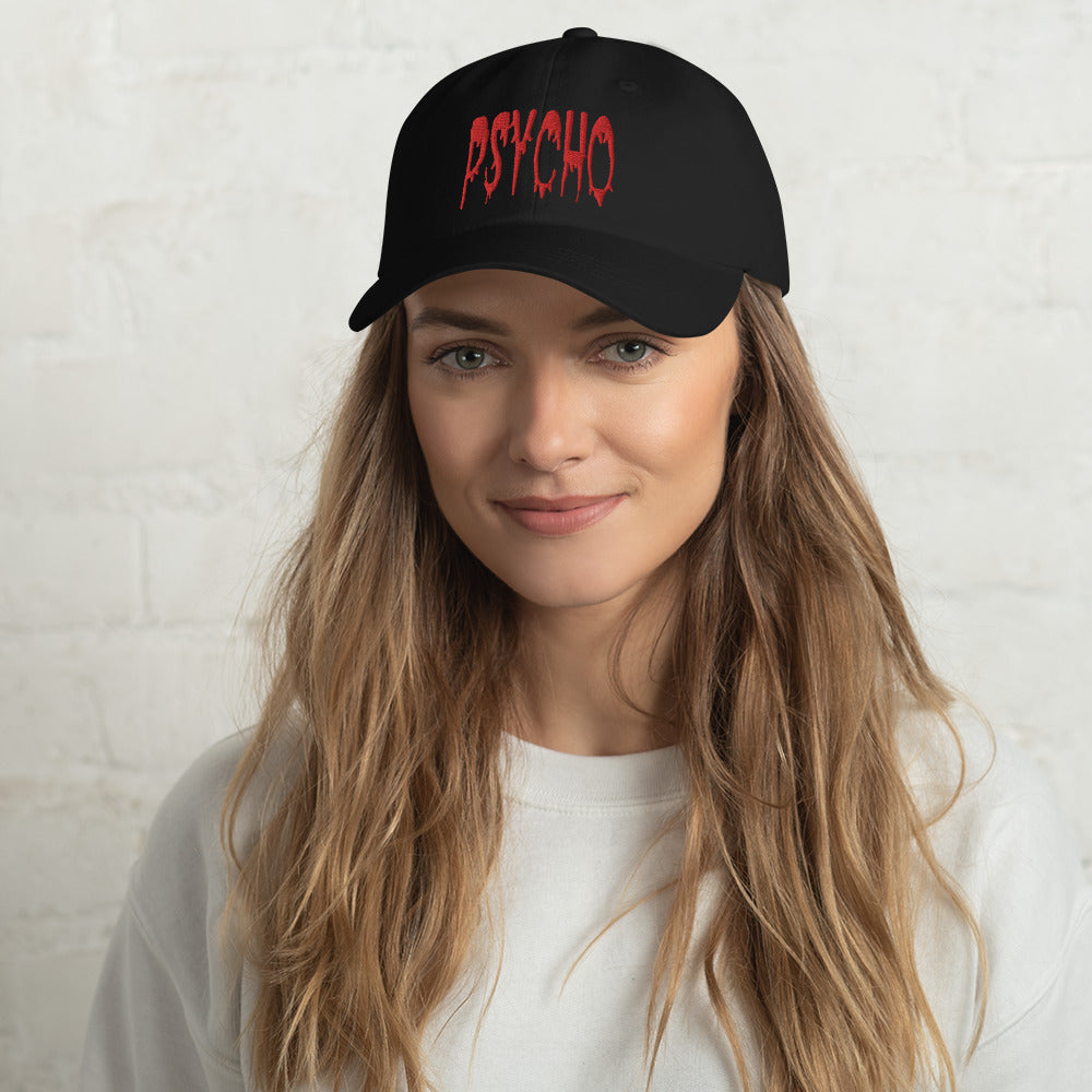 Psycho Horror Red Blood Drip Embroidered Baseball Cap Dad hat - Edge of Life Designs