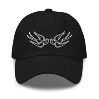 Falling Sparrows Tattoo Style Bird embroidered dad hat, product image 1