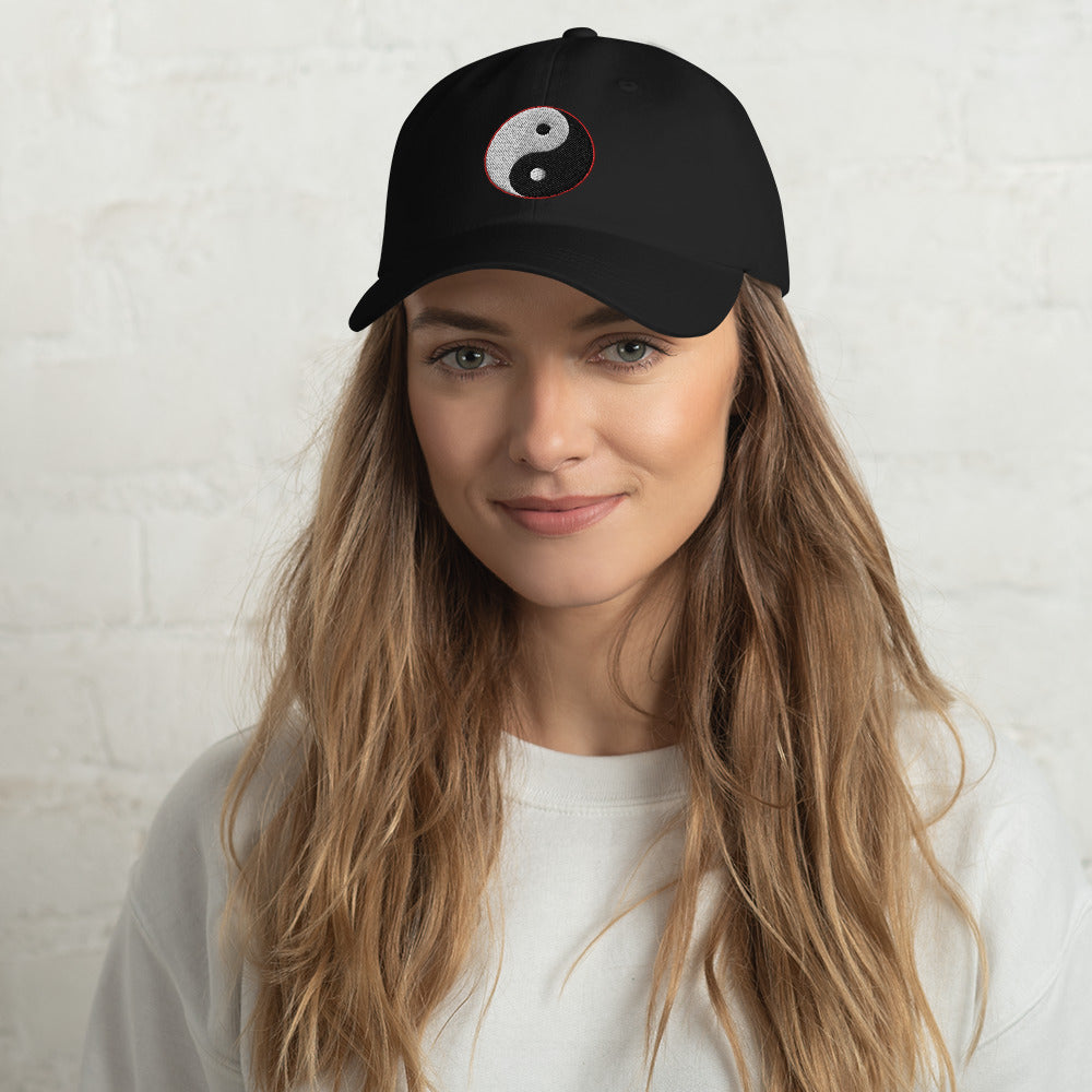 Yin and Yang Chinese Symbol Embroidered Baseball Cap Dad hat - Edge of Life Designs