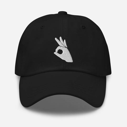 Okay Sign Hand Gesture Symbol embroidered dad hat, product image 1
