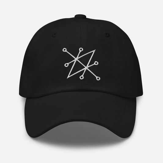 White Sigil of Fallen Angel Azazel Occult Symbol embroidered dad hat, product image 1
