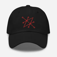 Red Sigil of Fallen Angel Azazel Occult Symbol embroidered dad hat, product image 1
