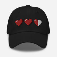 3 Heart Meter Retro 8 Bit Video Game Pixelated embroidered dad hat, product image 1
