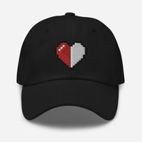 Retro 8 Bit Video Game Pixelated Half Heart embroidered dad hat, product image 1