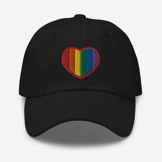 Gay Pride Rainbow Colors Heart embroidered dad hat, product image 1