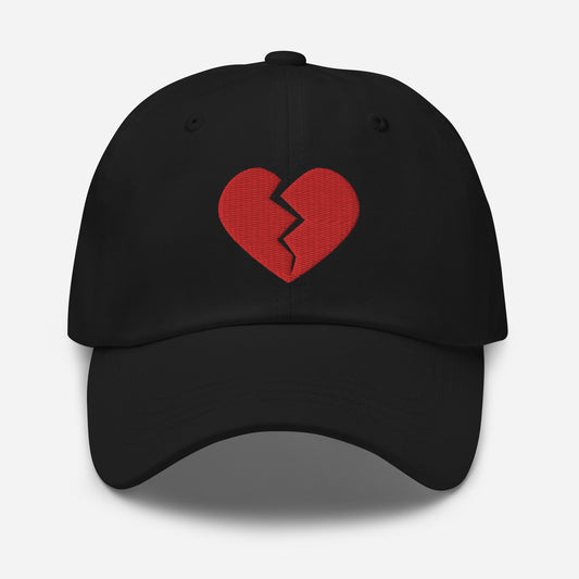 Red Broken Heart Valentine's Day embroidered dad hat, product image 1