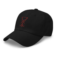 Red Thread Sigil of Lucifer Symbol The Seal of Satan embroidered dad hat, product image 6