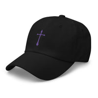 Purple Gothic Ancient Medeival Cross embroidered dad hat, product image 5