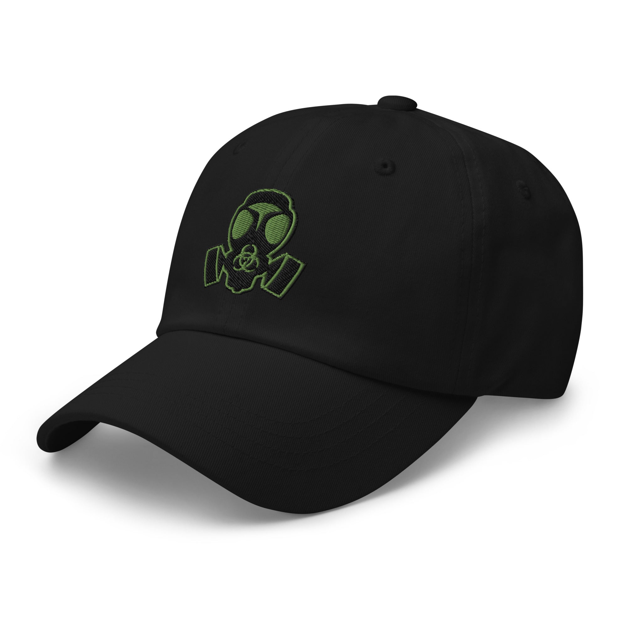 Bio Hazard Gas Mask Embroidered Baseball Cap Doomsday Prepper Green Thread Dad hat - Edge of Life Designs
