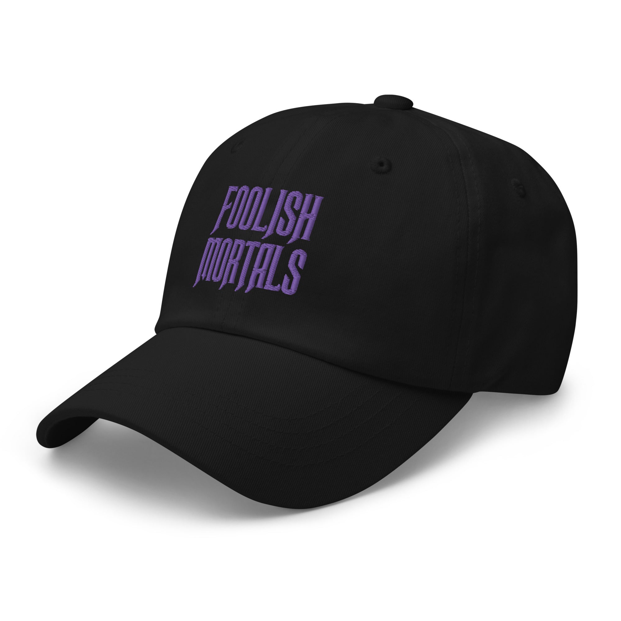 Foolish Mortals Haunted Mansion Embroidered Baseball Cap Purple Thread Dad hat - Edge of Life Designs
