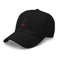 Black Metal Style Inverted Cross embroidered dad hat, product image 5