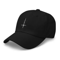 Black Metal Style Inverted Cross embroidered dad hat, product image 5