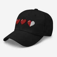 3 Heart Meter Retro 8 Bit Video Game Pixelated embroidered dad hat, product image 3
