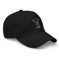 White Thread Sigil of Lucifer Symbol The Seal of Satan embroidered dad hat, product image 5
