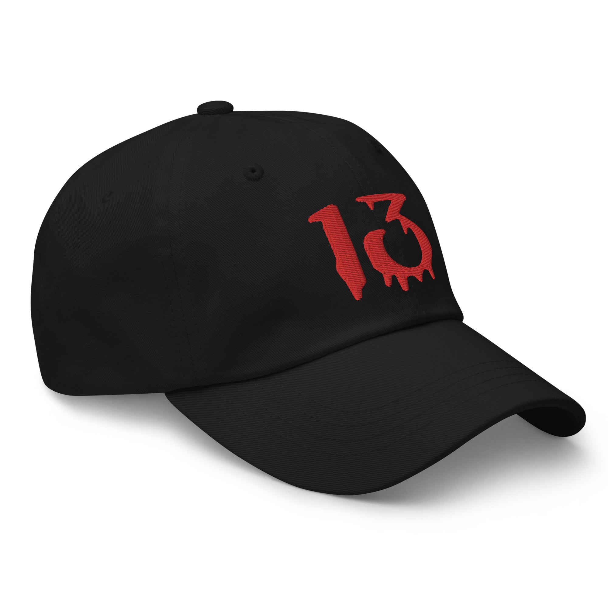 Bloody Number 13 Lucky Halloween Embroidered Baseball Cap Dad hat Red Thread - Edge of Life Designs
