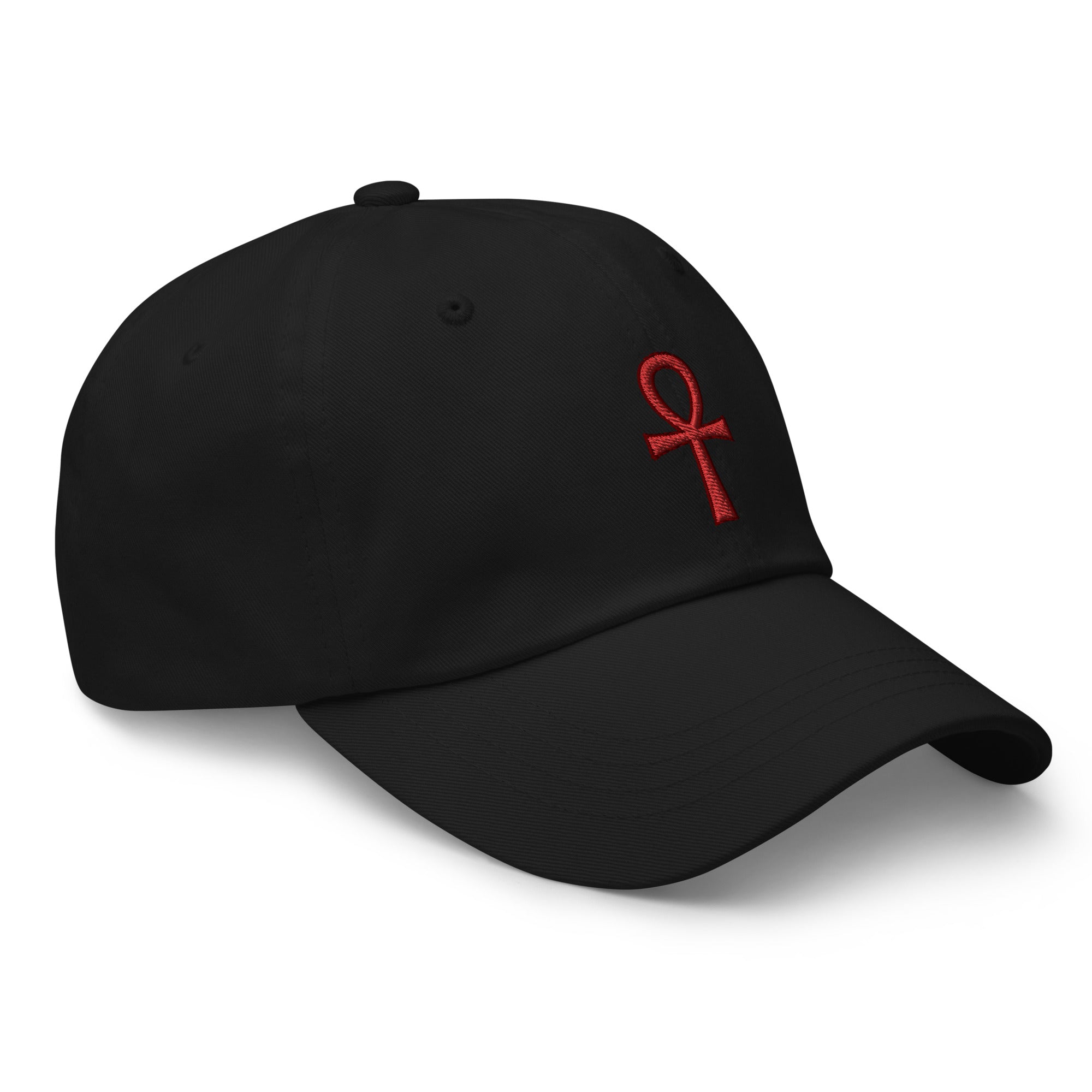 The Key of Life Ankh Ancient Egyptian Culture Embroidered Baseball Cap Dad hat Red Thread - Edge of Life Designs